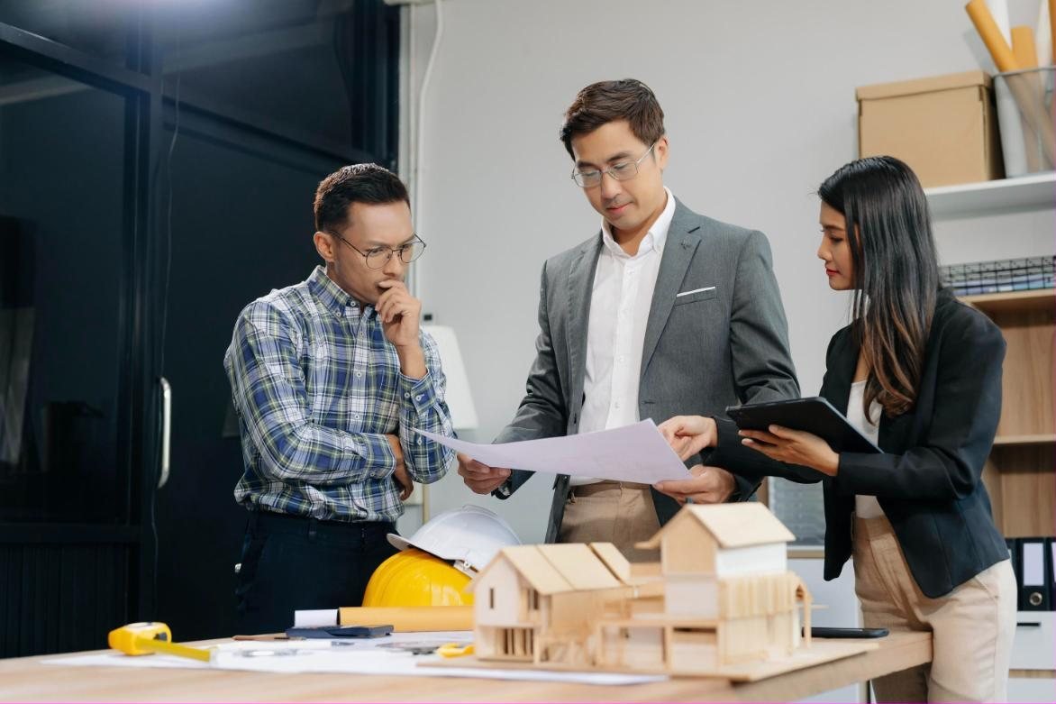 Owner's representative reviewing plans with the design team